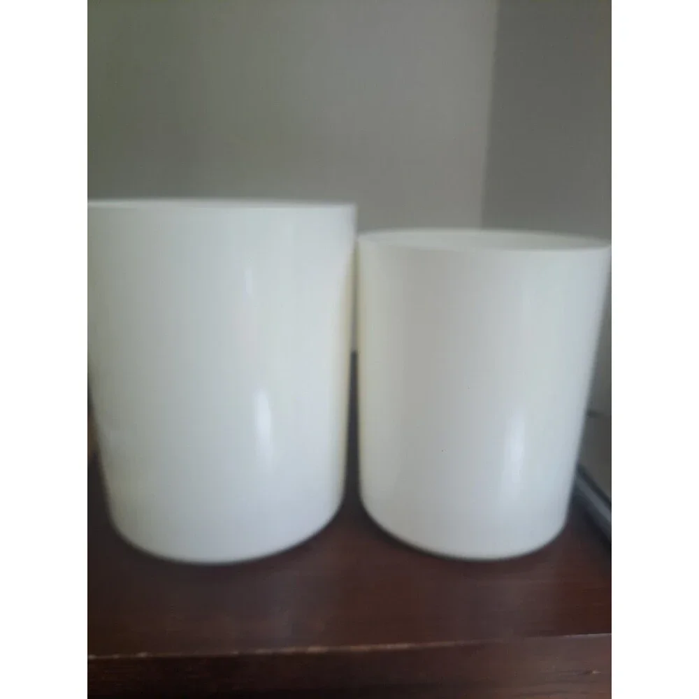 Set Of 2 Vtg Tupperware Cannisters With Viewing Window White NO LIDS!!! 2418B-2,